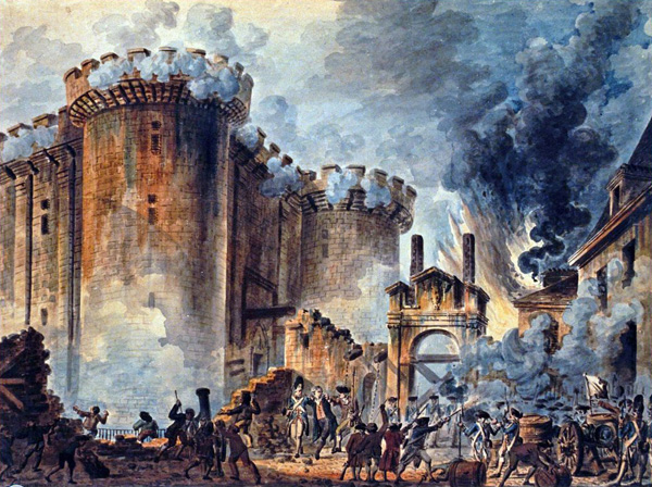Painting showing the Storming of the Bastille, 1789